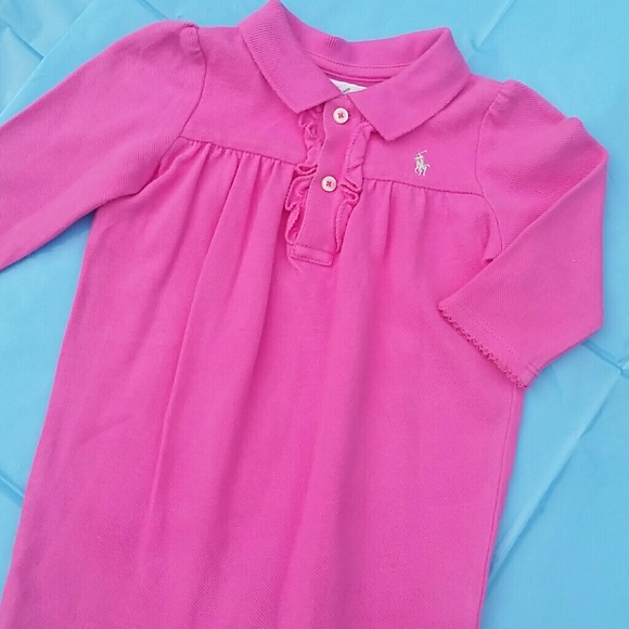 Ralph Lauren Pink Long Sleeve Polo Romper 9 month - Picture 2 of 5